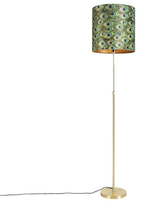 Lampă de podea auriu/alamă cu abajur din catifea verde smarald 40/40 cm - Parte