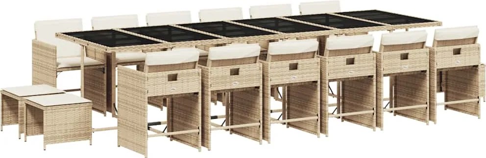 vidaXL Set mobilier de grădină cu perne, 17 piese, bej, poliratan