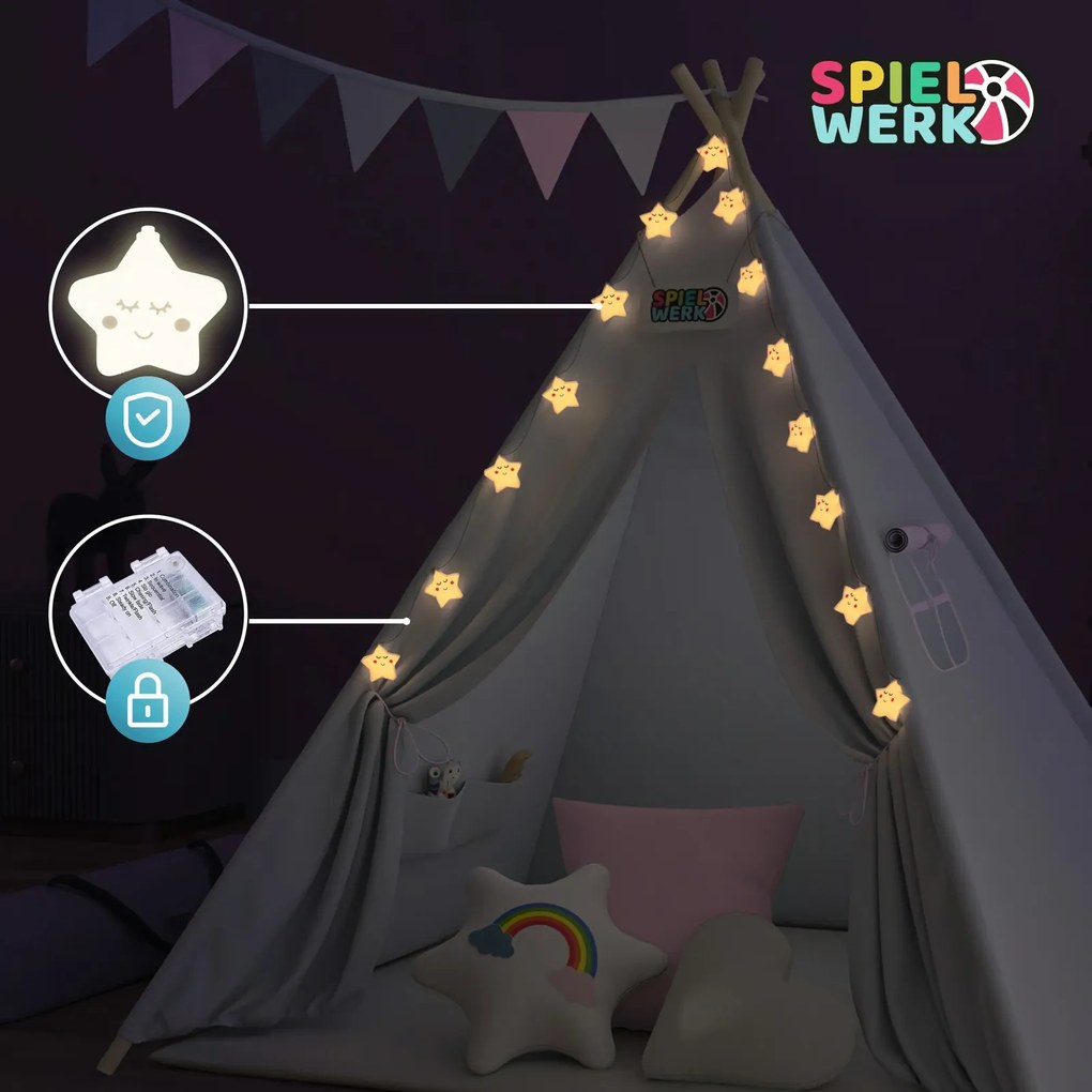 Cort tip teepee pentru copii JULIA, 160x120x120cm, bej/roz Spielwerk