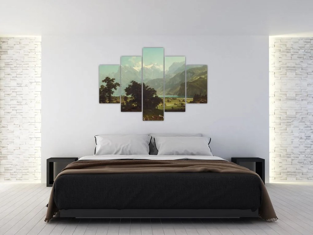 Tablou - Albert Bierstadt, Lake Lucerne, reproducere (150x105 cm)