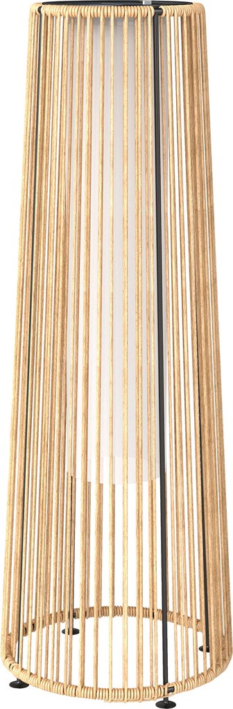 Outsunny Felinar Solar Exterior din Ratan Sintetic cu LED-uri Pornire și Oprire Automată Impermeabil Ø21,5x61 cm Natural | Aosom Romania