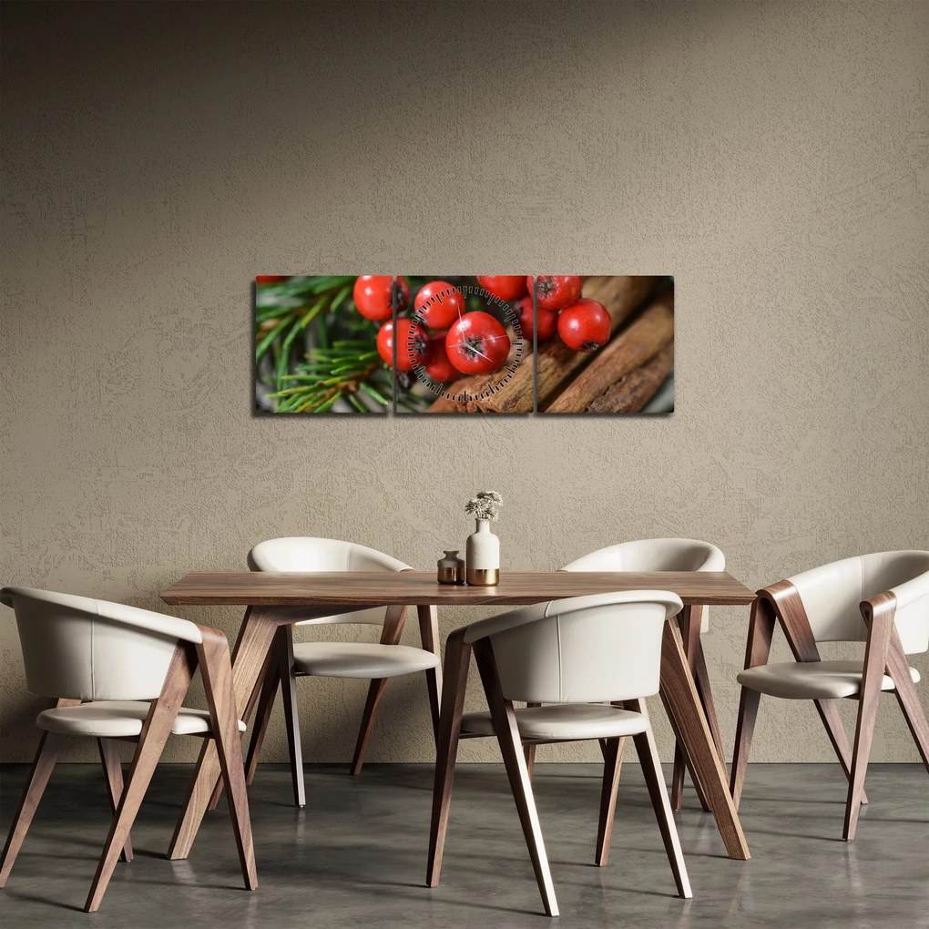 Tablou cu rowan și scorțișoară (cu ceas) (90x30 cm)