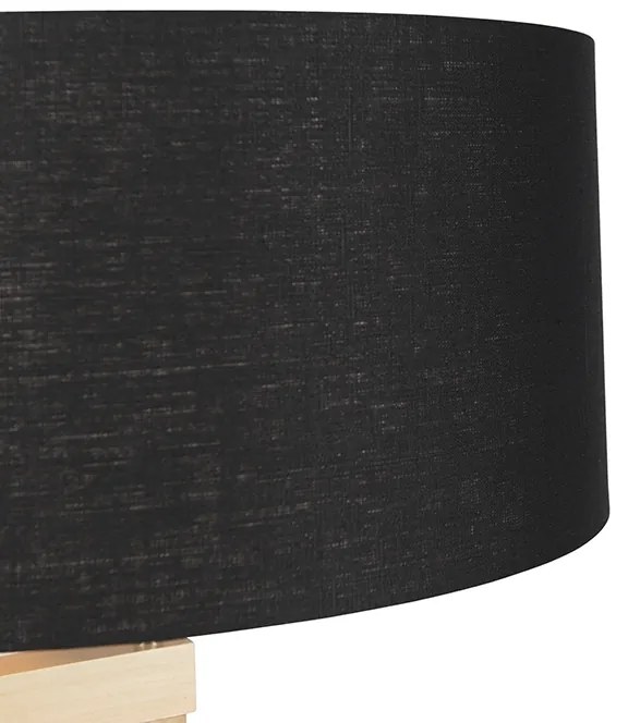 Lampa de podea moderna din lemn cu abajur negru 45 cm - Puros