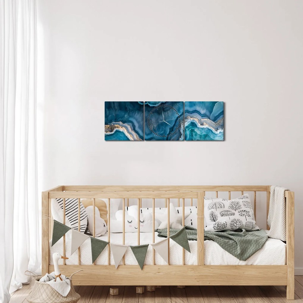 Tablou - Detaliu de acvamarin (cu ceas) (90x30 cm)