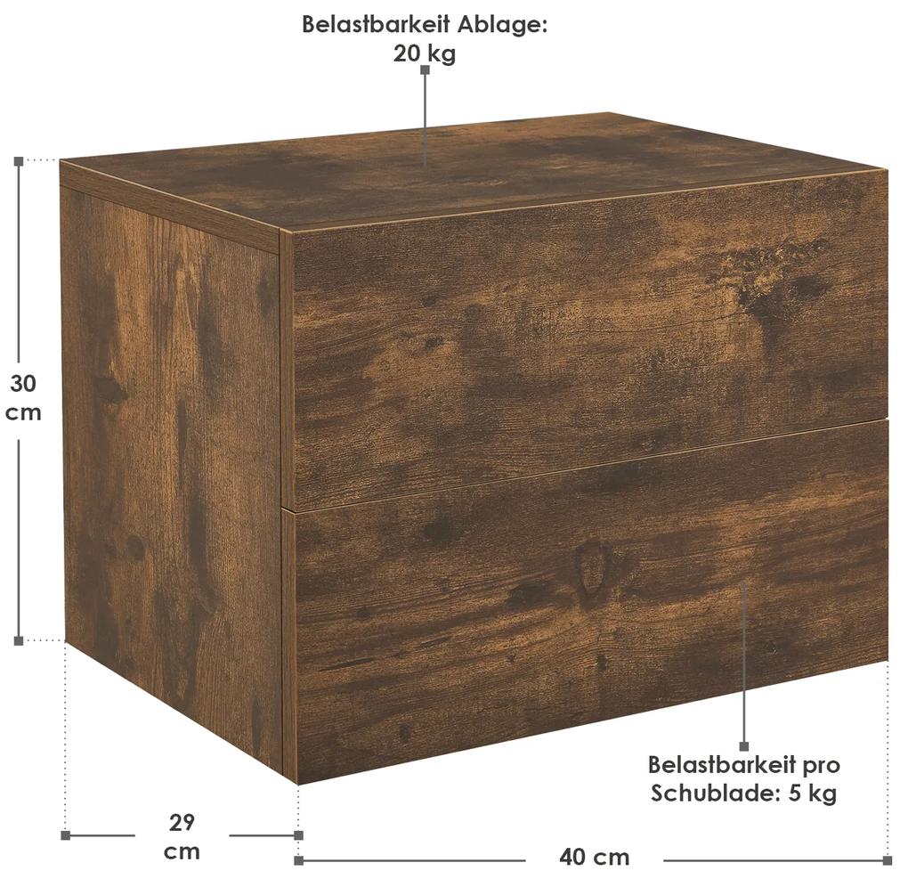 Noptiera 40x29x30 cm cu 2 sertare, aspect lemn