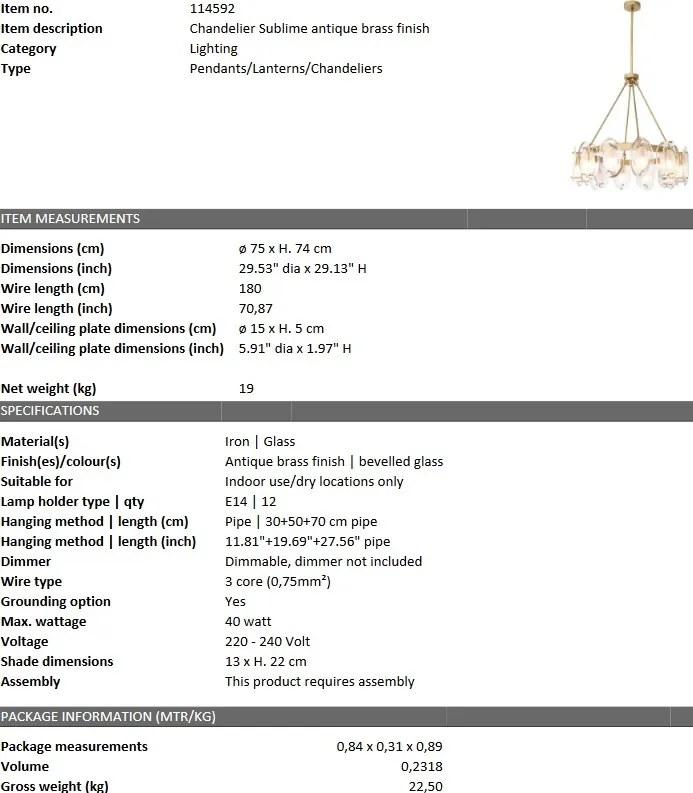 Candelabru dimabil design modern LUX Sublime 114592 HZ