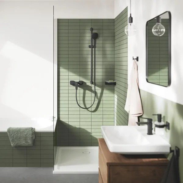 GROHE 411062430 - Poliță de colț pentru duș ESSENTIALS 250 × 250 mm, neagră