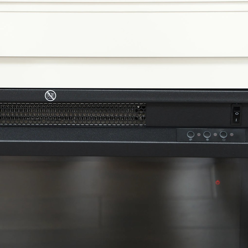 HOMCOM Șemineu Electric cu Flacără în 12 Culori și 5 Niveluri de Luminozitate, Telecomandă și Timer, 98x25x80 cm, Alb și Negru | Aosom Romania