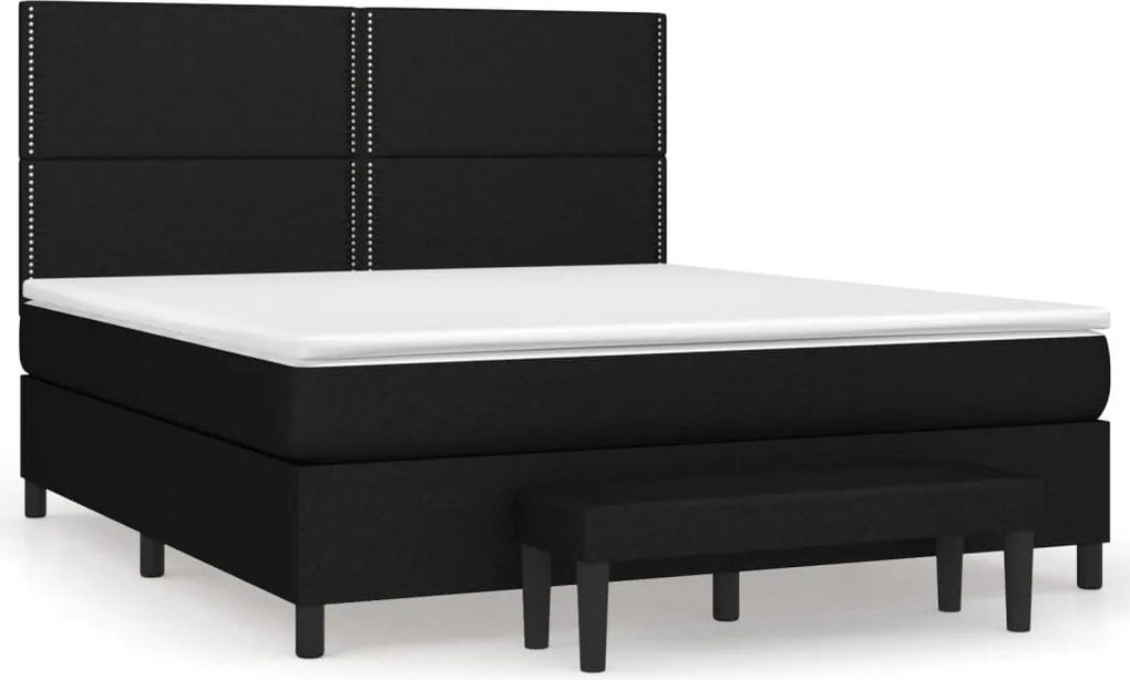 vidaXL Pat box spring cu saltea, negru, 180x200 cm, catifea