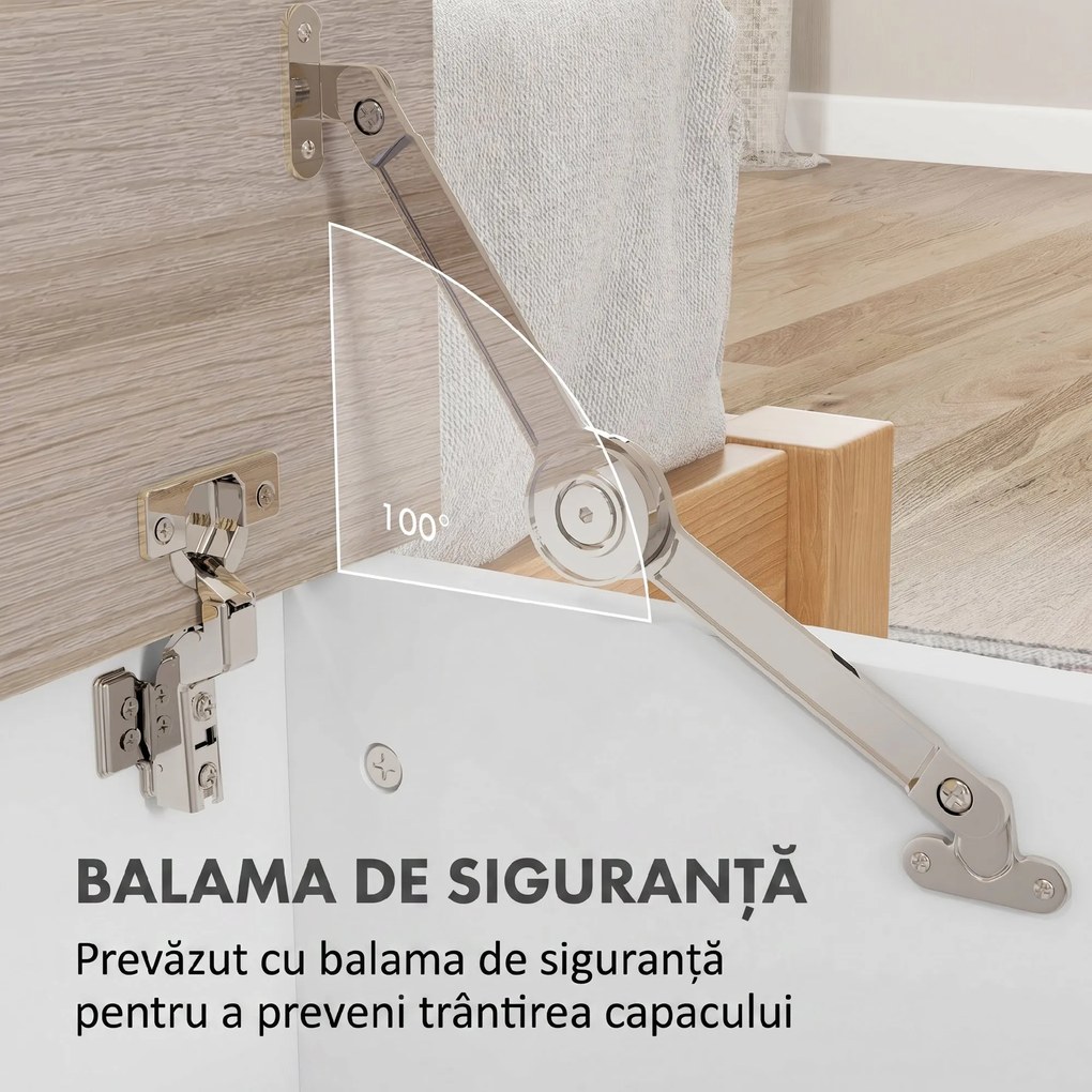 HOMCOM Bancă multifuncțională din lemn pentru dormitor și hol, alb, 100x40x40 cm | Aosom Romania
