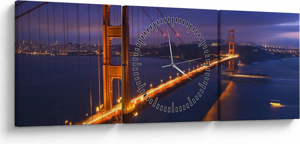Tablou - Podul Golden Gate (cu ceas) (90x30 cm)