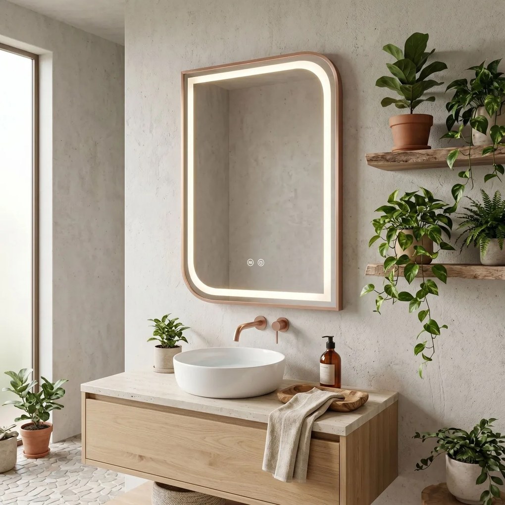 Oglindă LED ZONE 70x50 BRUSH ROSE GOLD