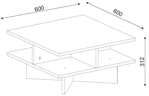 Măsuță de cafea HAMTON 31,2x60 cm maro/albă