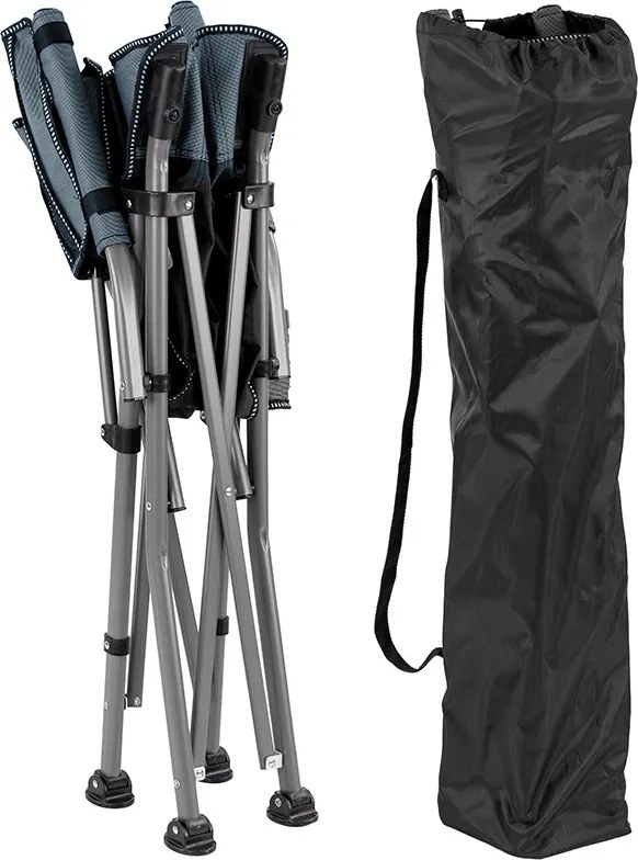 Leziter Scaun de pescuit Comfort cu braț și suport pentru pahare albastru