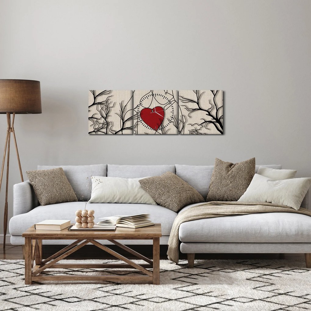 Tablou - Pereche îndrăgostită (cu ceas) (90x30 cm)