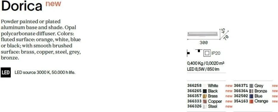 Aplica de perete LED ambientala DORICA AP1 BRONZO