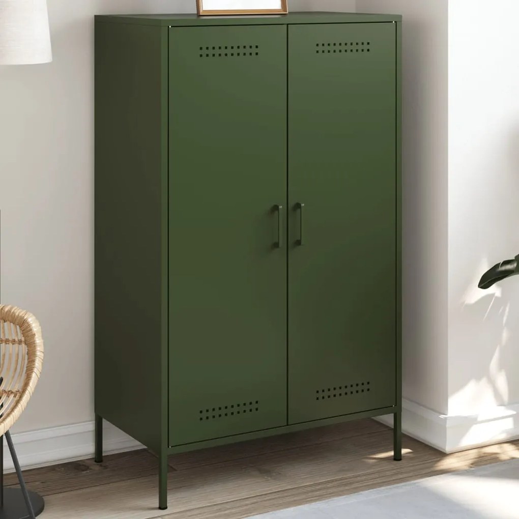 842968 vidaXL Dulap înalt, verde măsliniu, 68x39x113 cm, oțel