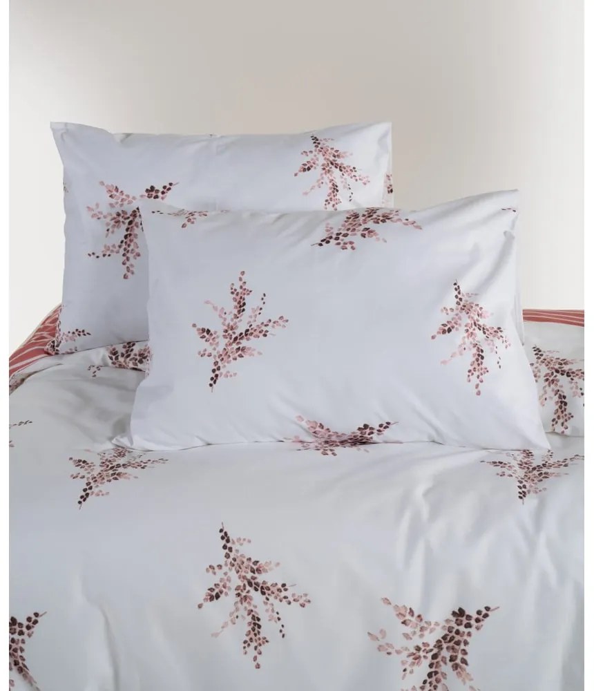 Lenjerie de pat albă-roz din bumbac ranforcé pentru pat de o persoană 140x200 cm Breeze Floral – Mila Home Luxury