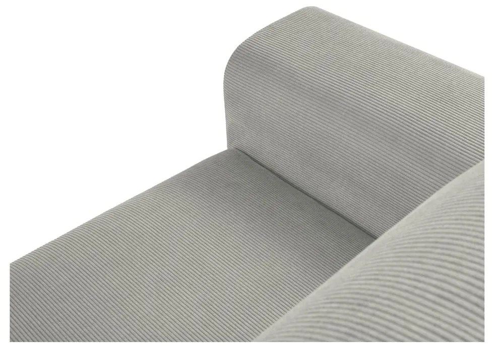 Colțar gri deschis extensibil, cu spațiu de depozitare cu tapițerie din catifea reiată (cu colț pe partea dreaptă, cu șezlong) Kyoto – Cosmopolitan Design