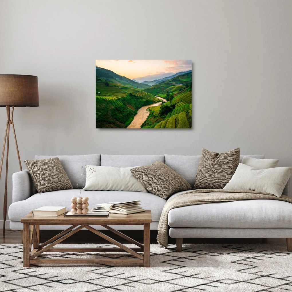 Tablou pe sticlă - Terase de orez II. (70x50 cm)