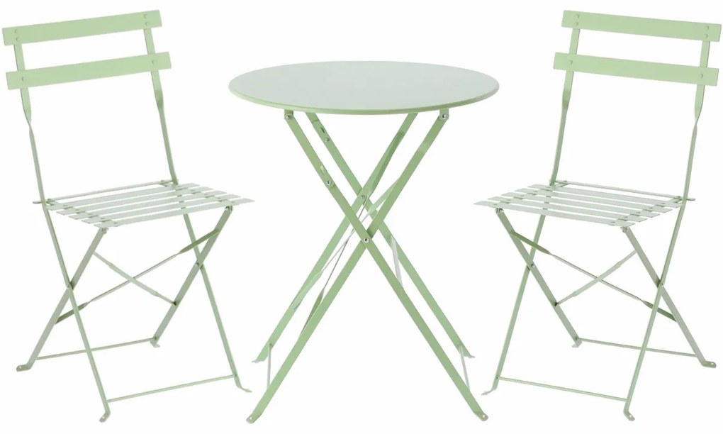 Mobilier de grădină pliabil Aldotrade Bea verde,set masă și 2 scaune