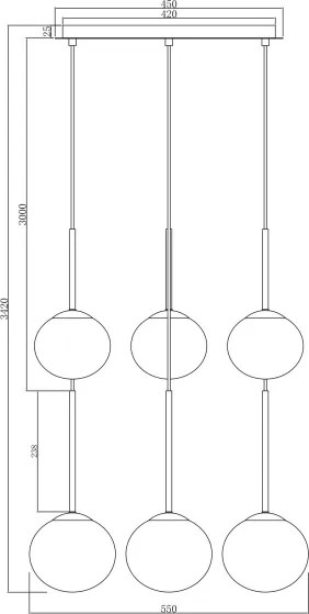 Ondaluce - Lustră suspendată cu cablu JEWEL 6xE14/10W/230V, Ø 55 cm, auriu/alb