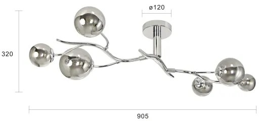 Brilagi - Lustru LED aplicat MISTEL 6xG9/3W/230V negru crom/fumuriu