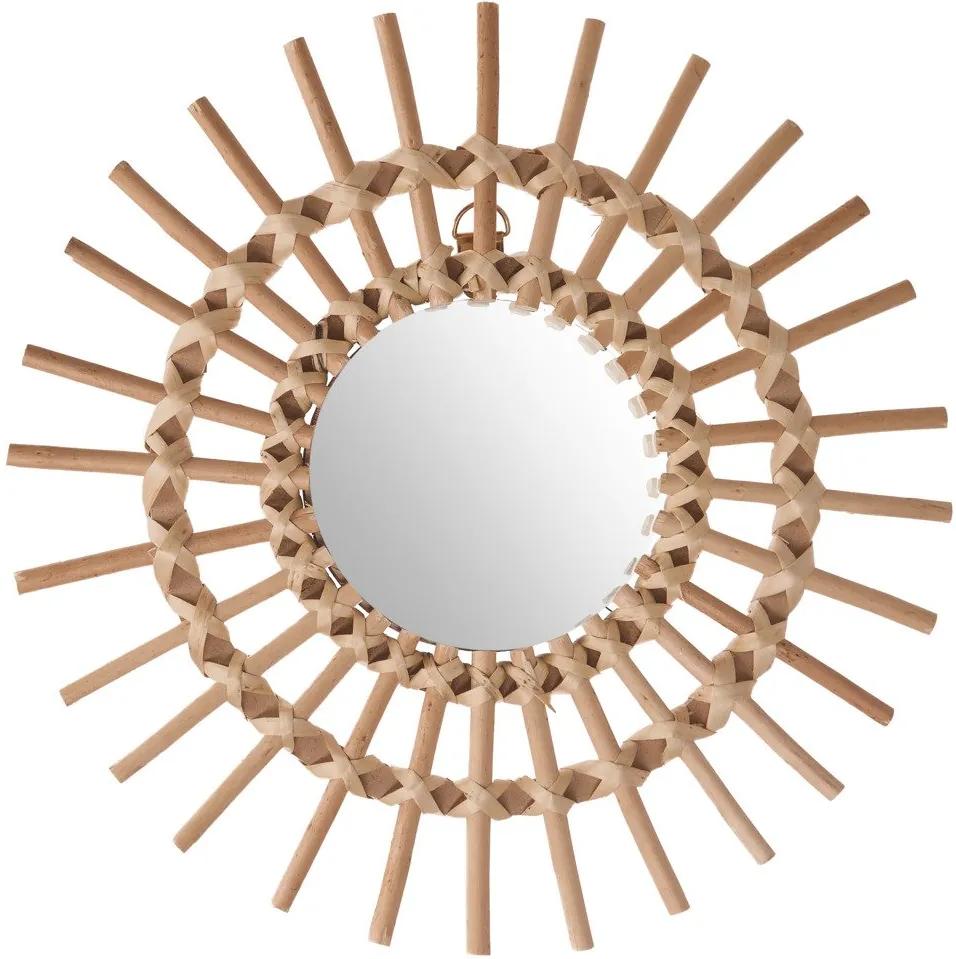 Oglindă în cadru de răchită, în formă de soare, Ø 30 cm