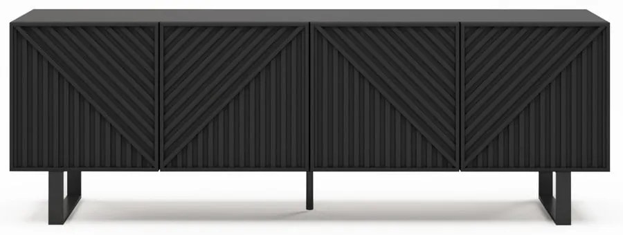 Comodă TV neagră 161x55x35 cm Peta – Marckeric