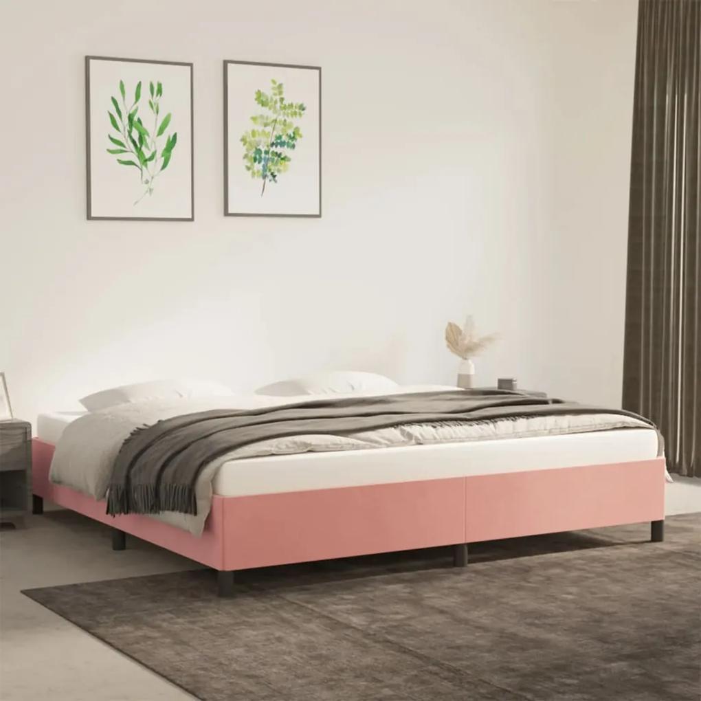 347347 vidaXL Cadru de pat, roz, 200x200 cm, catifea