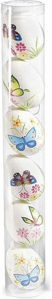 Set 6 oua decorative plastic suspendabile alb fluturasi