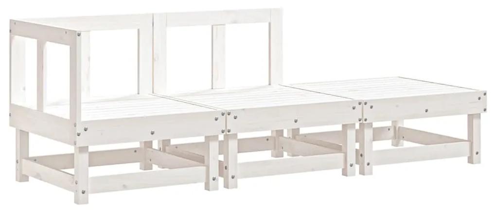 825409 vidaXL Set mobilier de grădină, 3 piese, alb, lemn masiv de pin