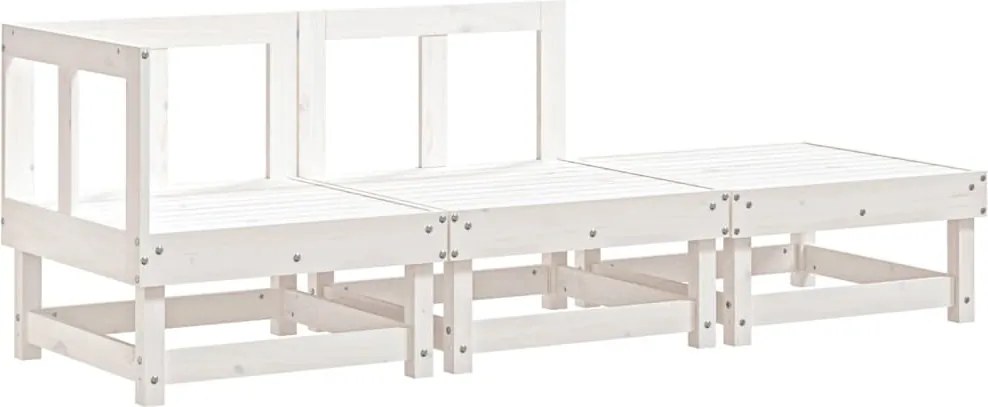 vidaXL Set mobilier de grădină, 3 piese, alb, lemn masiv de pin