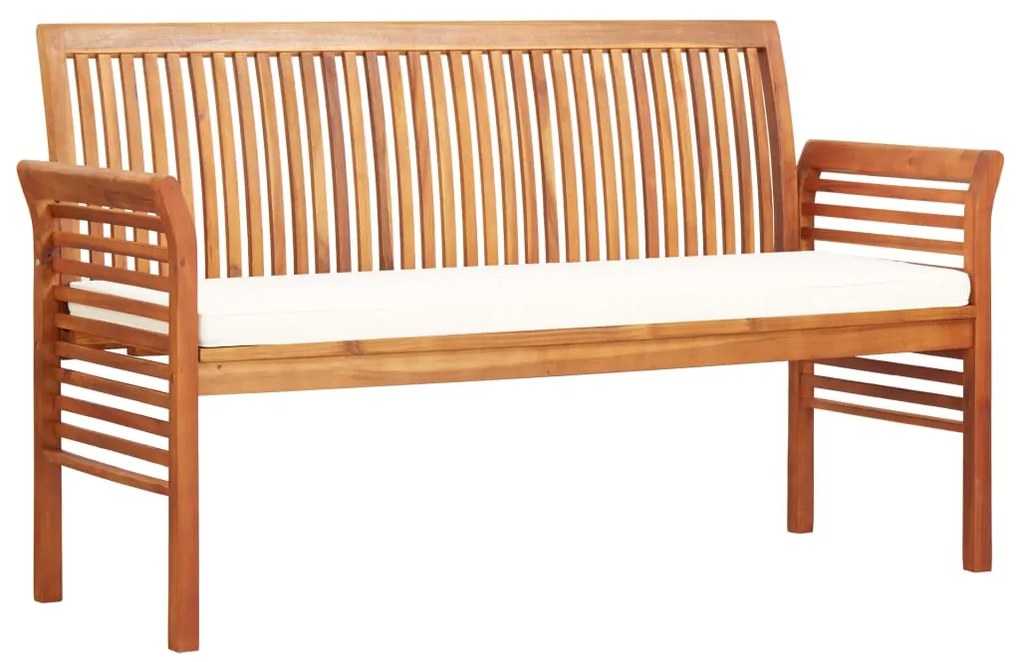 45968 vidaXL Bancă grădină cu 3 locuri & pernă, 150 cm, lemn masiv acacia