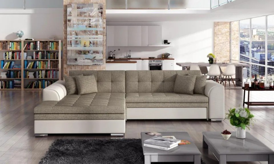 Coltar tapitat, extensibil, 295x80x195 cm, Sorento L01, Eltap (Culoare: Gri pepit / Gri inchis piele)