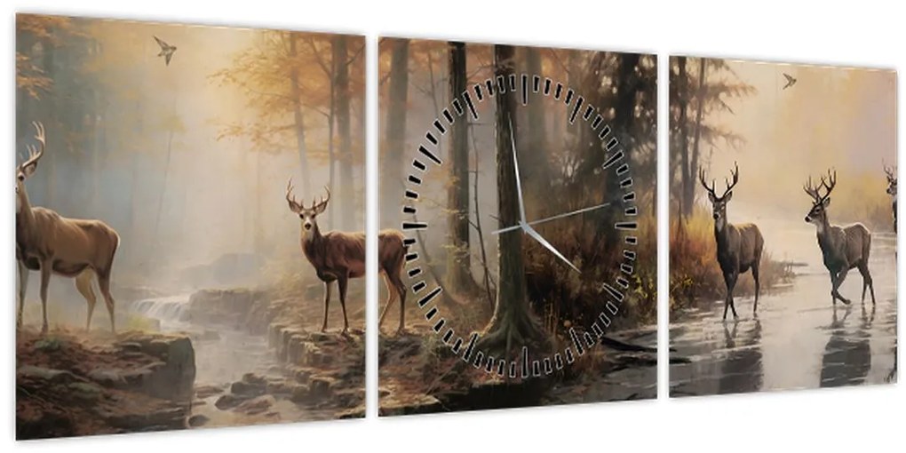 Tablou - Vintage pictura wildlife (cu ceas) (90x30 cm)