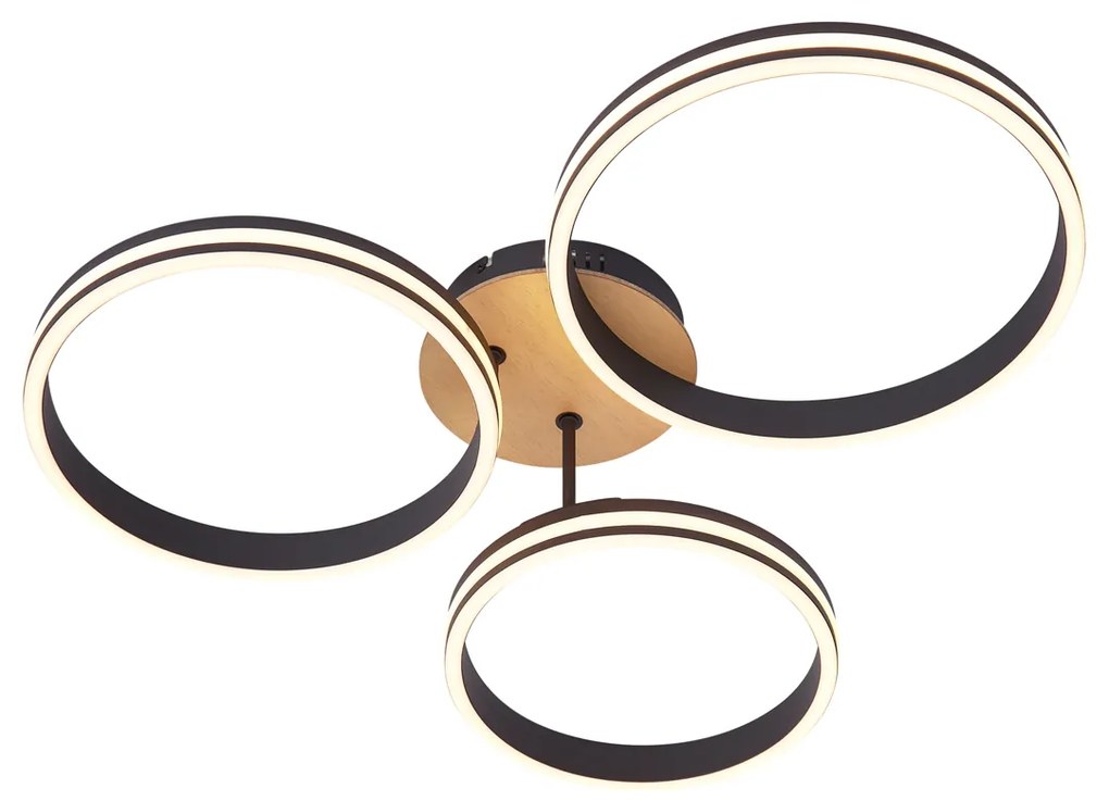 Plafonieră din lemn cu LED, cu dimmer în 3 trepte, cu 3 lumini - Navara