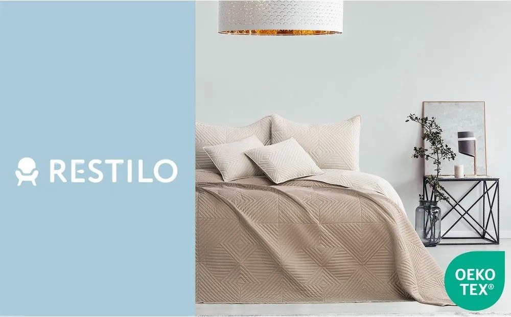 Cuvertură bej matlasată din microfibră 240x260 cm Softa – Restilo