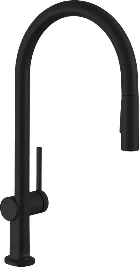 Baterie bucatarie cu dus extractibil Hansgrohe Talis M54 210 negru cu 2 tipuri de jet