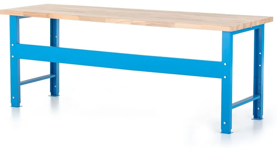 Masa de atelier reglabila in inaltime cu placa frontala 200 x 80 cm, albastru - ral 5012