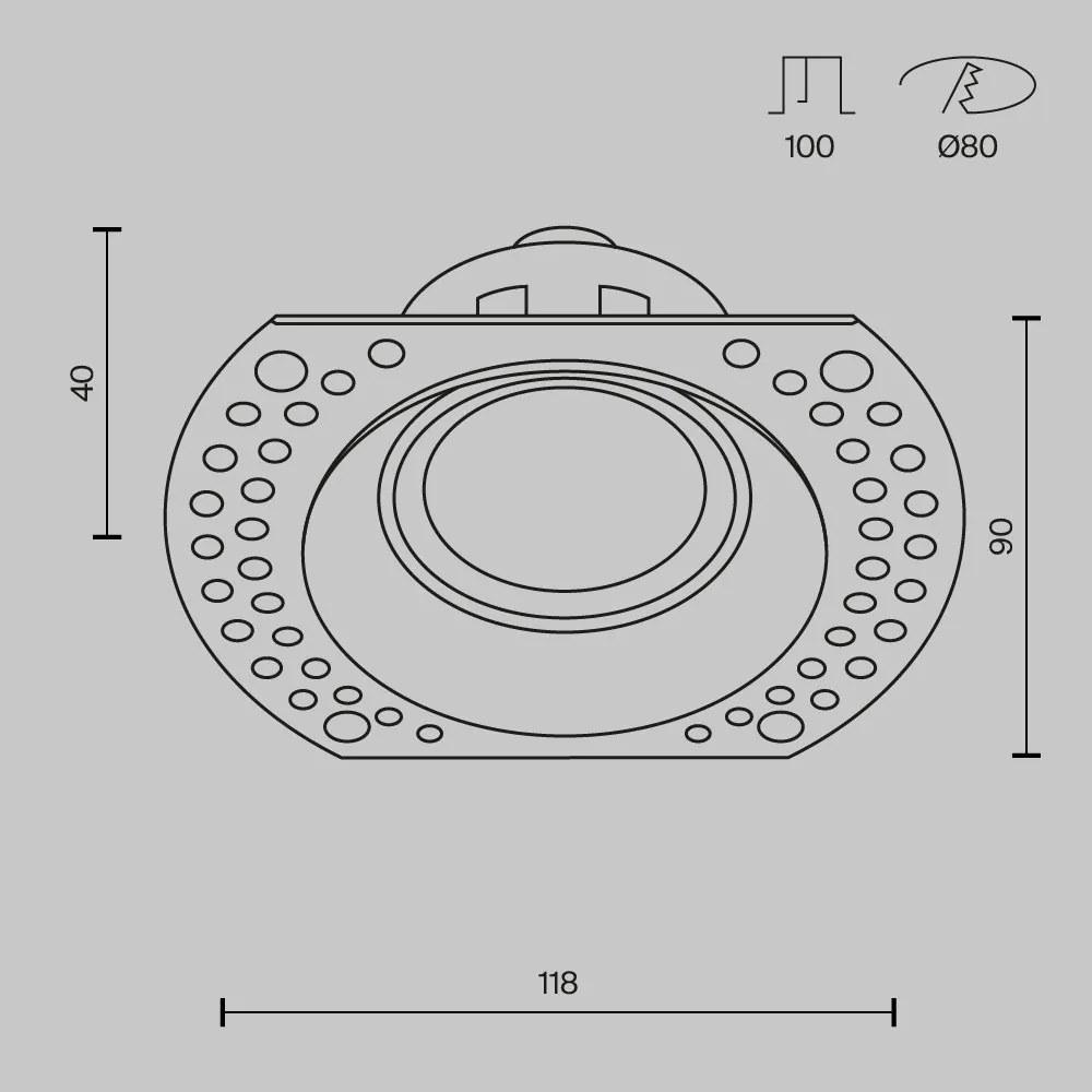 Spot incastrabil design tehnic Dot negru