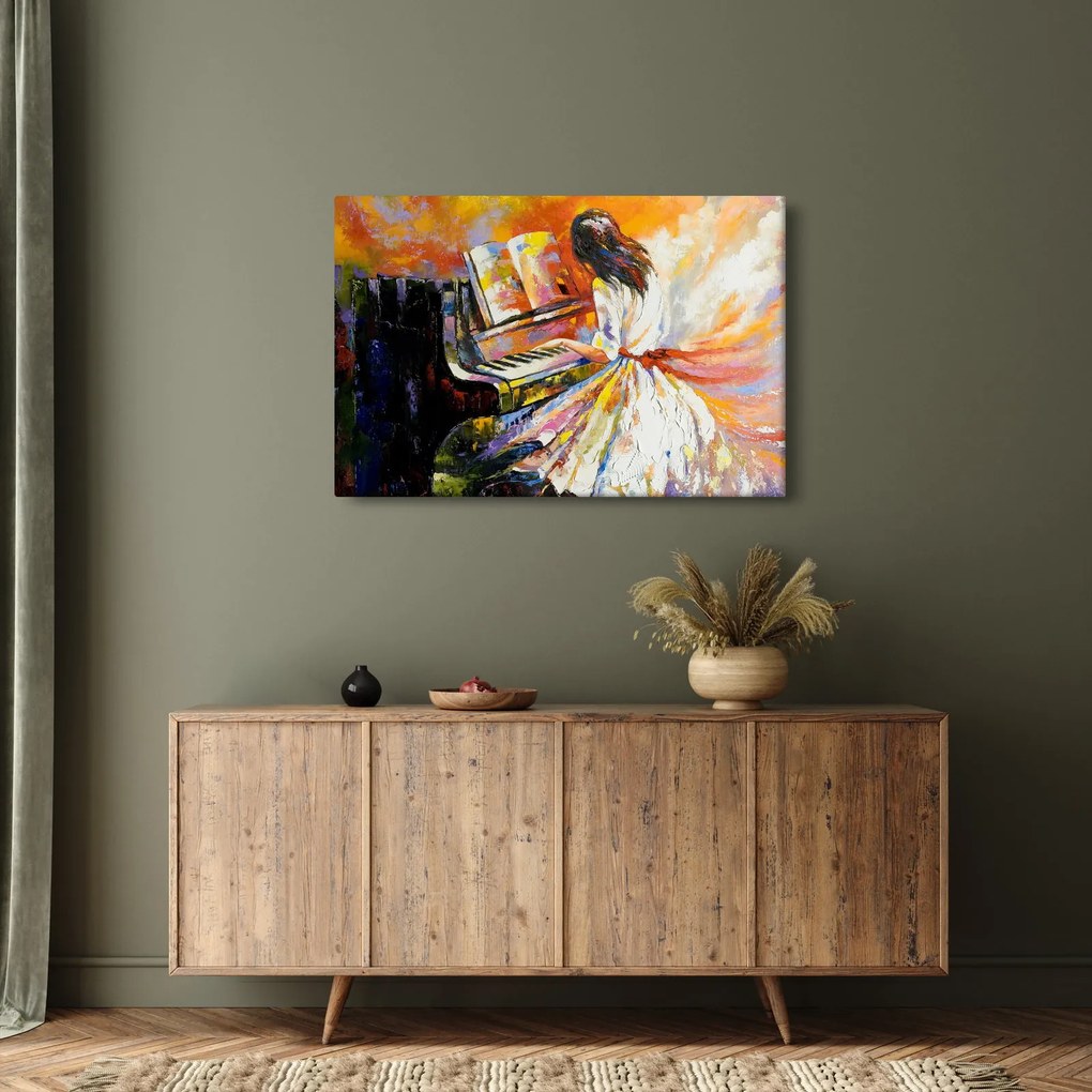 Tablou - Femeia cântând la pian (90x60 cm)