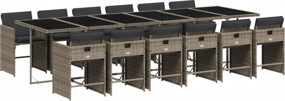 vidaXL Set mobilier de grădină cu perne, 13 piese, gri, poliratan