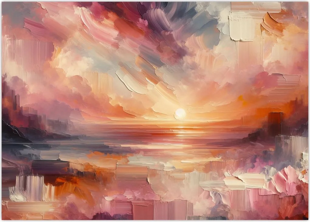 Tablou pe sticlă - Răsărit pictat (70x50 cm)