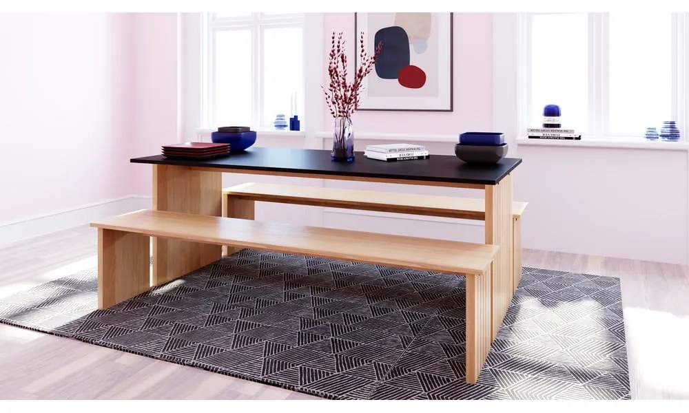 Masă de dining cu blat cu aspect de lemn de stejar 90x160 cm Stripe – Woodman