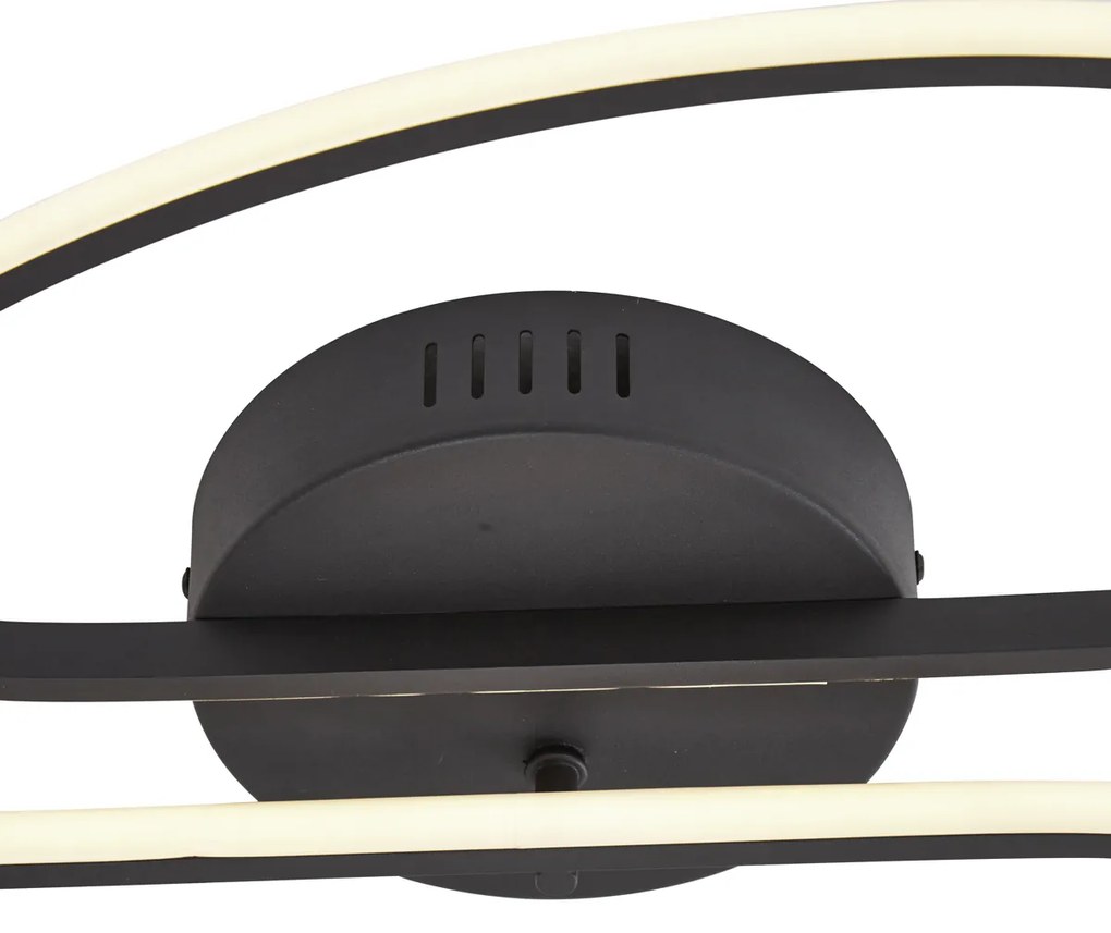 Plafonieră de design negru mat 65 cm cu 3 trepte de intensitate luminoasă și 2 lumini - Pepe