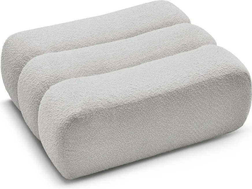 Taburet gri deschis cu tapițerie din țesătură bouclé Azra – Bobochic Paris