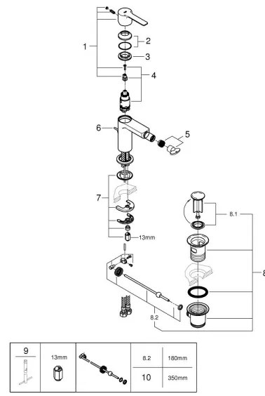 GROHE Lineare 33848AL1 - baterie pentru bideu, mărime S, grafit