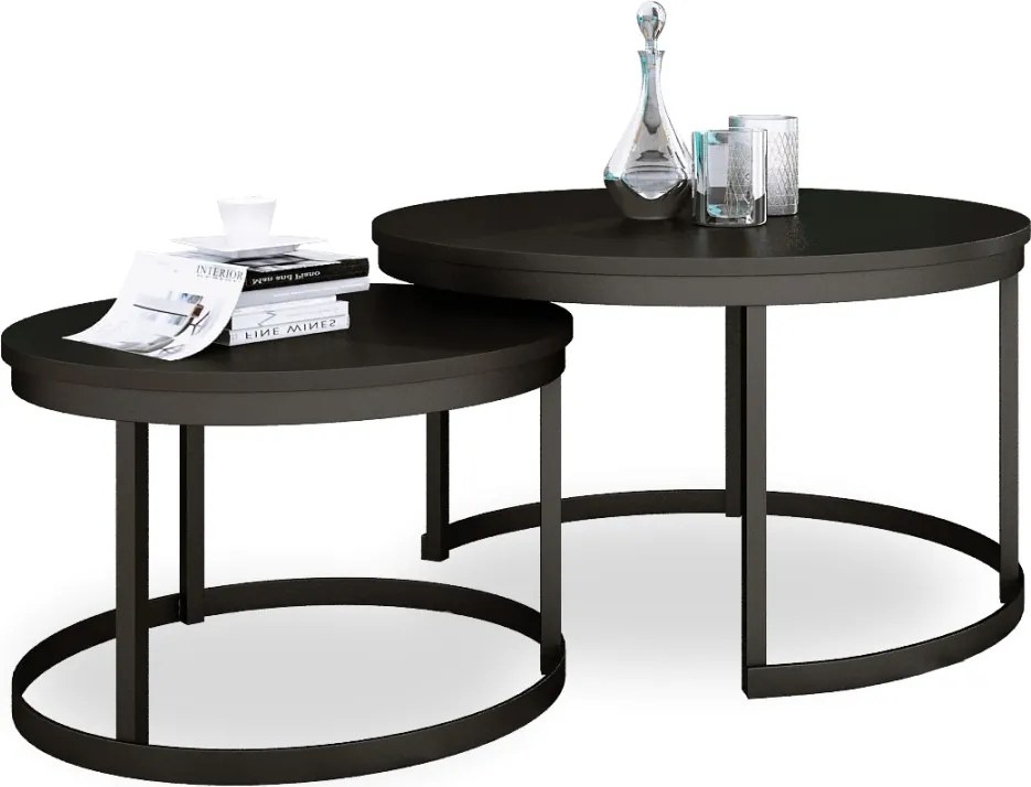 Măsuță de cafea 2in1 OKIN – 75x75x43 cm – Negru