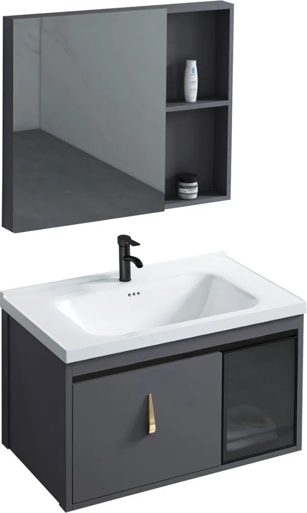 Set mobilier de baie cu lavoar Paris 60cm Grey